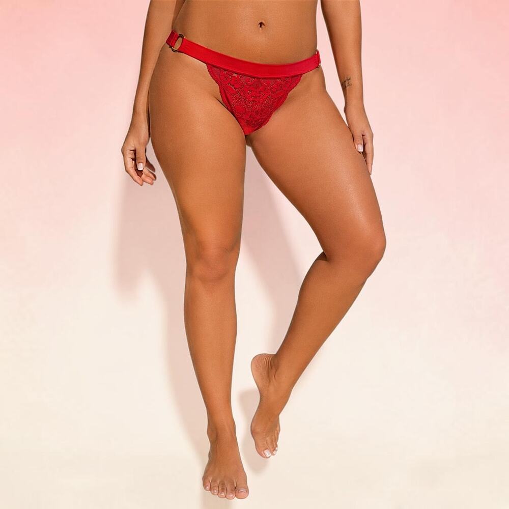 WE ARE HAH Gettin Cheeky Siren Red Lace Panty  XS/S NWT
